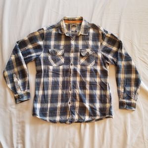 Blue plaid button up shirt